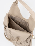 Borsa a spalla beige traforata