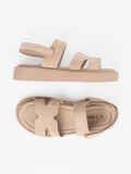 Sandali beige con plateau e ritagli
