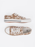 Sneakers beige con motivo floreale