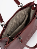 Borsa tote bordeaux con scritta in rilievo
