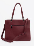 Borsa tote bordeaux con scritta in rilievo