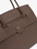 Borsa shopper marrone in ecopelle testurizzata