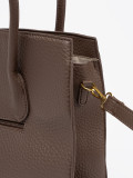 Borsa shopper marrone in ecopelle testurizzata