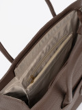 Borsa shopper marrone in ecopelle testurizzata