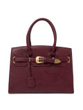 Borsa bordeaux con fibbia decorativa dorata