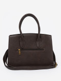 Elegante borsa marrone scuro con fibbia decorativa dorata