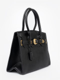 Borsa nera con fibbia decorativa dorata