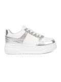 Sneakers bianche e argento con dettagli lucidi