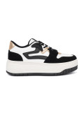 Sneakers nere e bianche con dettagli dorati