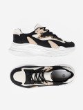 Sneakers nere e beige da donna con suola spessa