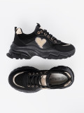 Sneakers nere con cuore dorato