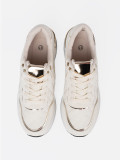 Sneakers beige con accenti dorati scintillanti