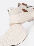 Sneakers beige da donna con suola spessa
