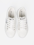 Sneakers bianchi con accento metallico argento