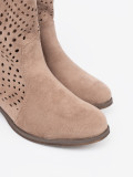 Beige Čizme u Cowboy Stilu s Izrezima