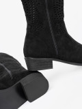 Stivali neri traforati in stile cowboy