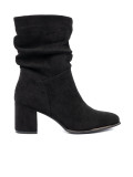 Stivaletti neri in suede con elegante arricciatura