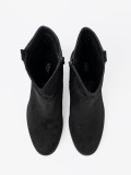 Stivaletti neri in suede con tacco a blocco e gambale arricciato