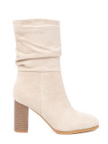 Stivaletti beige chiaro con gambale arricciato