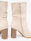 Stivaletti beige chiaro con gambale arricciato