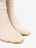 Stivaletti beige chiaro con gambale arricciato