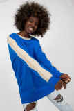Felpa donna blu scuro con maniche a contrasto