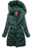 Giacca invernale verde scuro con ampio cappuccio