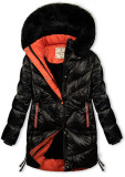 Giacca invernale lucida nera/arancione