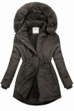 Parka kaki per bambini con pelliccia