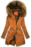 Parka invernale marrone cannella con ecopelliccia