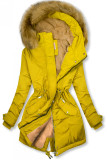 Parka giallo limone invernale con fodera beige