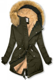 Parka kaki invernale con fodera beige