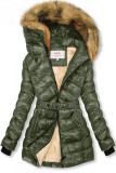 Giacca lucida kaki/beige con cintura