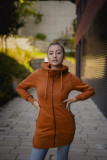 Felpa mattone arancione estesa con zip