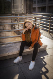 Parka invernale doppia faccia arancio scuro/marrone