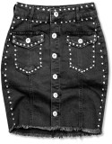 Gonna jeans nera con borchie argento