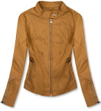 Giacca basic in similpelle marrone cammello