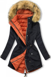 Parka invernale doppia faccia blu scuro/arancio
