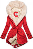 Parka rossa con bordo in pelliccia