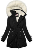 Parka esteso con pelliccia nero/bianco