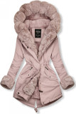 Parka rosa chiaro con bordo in pelliccia rimovibile