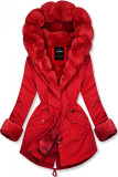 Parka rossa con bordo in pelliccia rimovibile