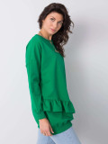 Maglione verde in cotone con volant