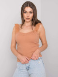 Top in cotone marrone a coste