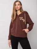 Felpa marrone con zip e cappuccio