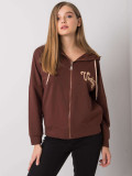 Felpa marrone con zip e cappuccio