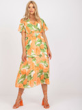 Abito midi floreale in arancione