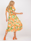 Abito midi floreale in arancione