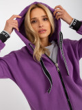 Felpa lunga viola da donna con lacci