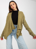 Cardigan corto asimmetrico khaki senza chiusura